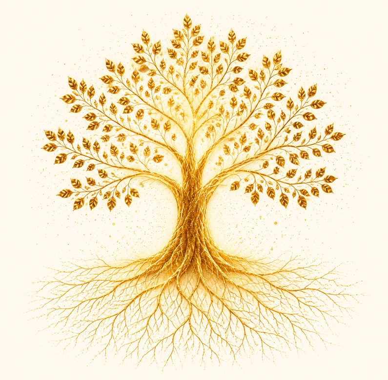 Golden vitality tree representing workforce wellbeing and resilience